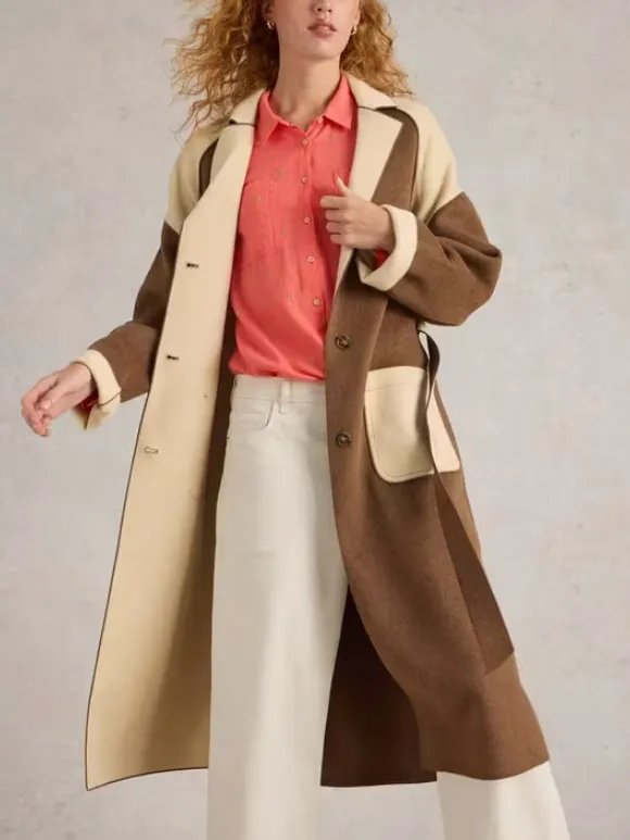 Sabine Wool Blend Coat In Natural Multi