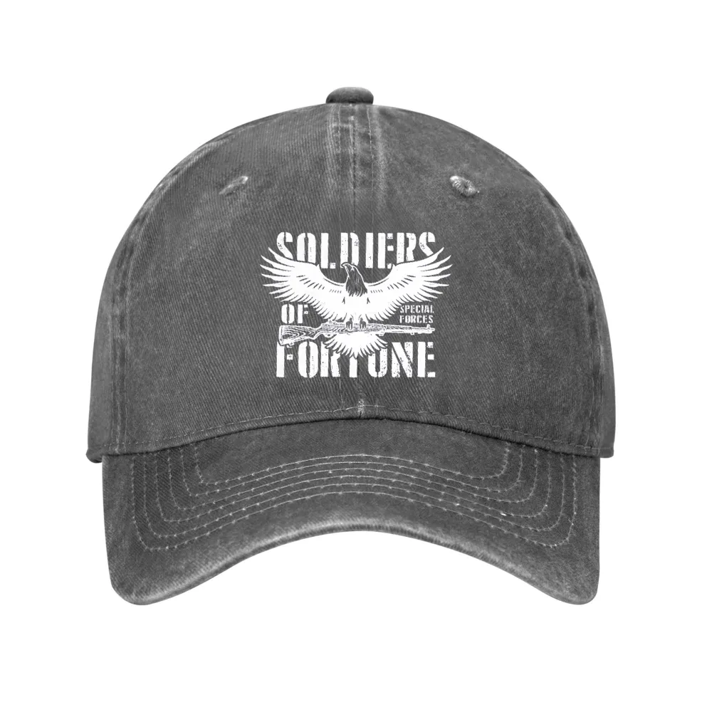 Soldiers Of Fortune Eagle Gun Washed Denim Baseball Cap