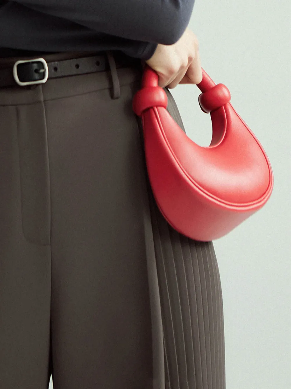 Side Pleated High Waist Pants Without Belt