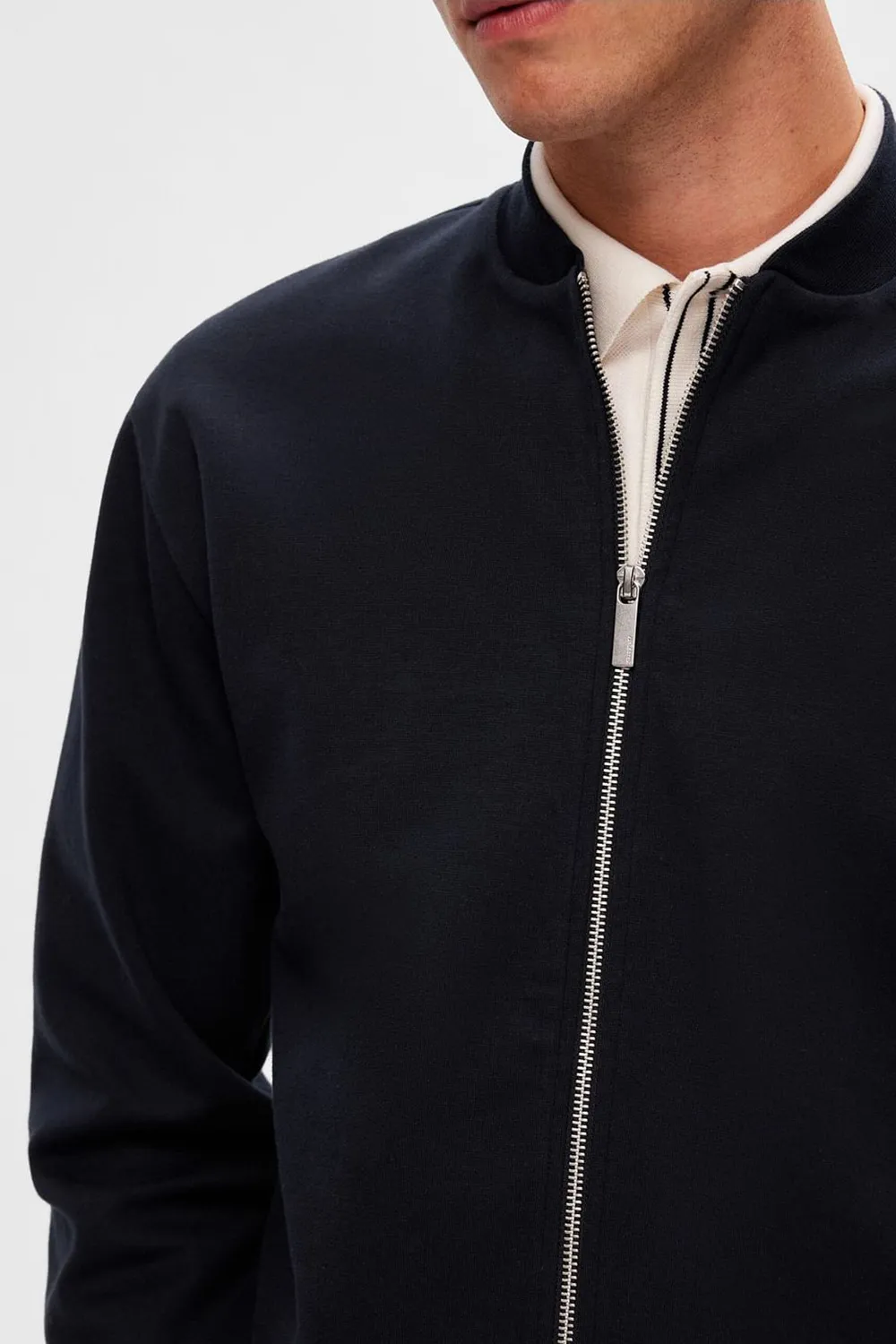 Dark Blue Jersey Bomber Jacket