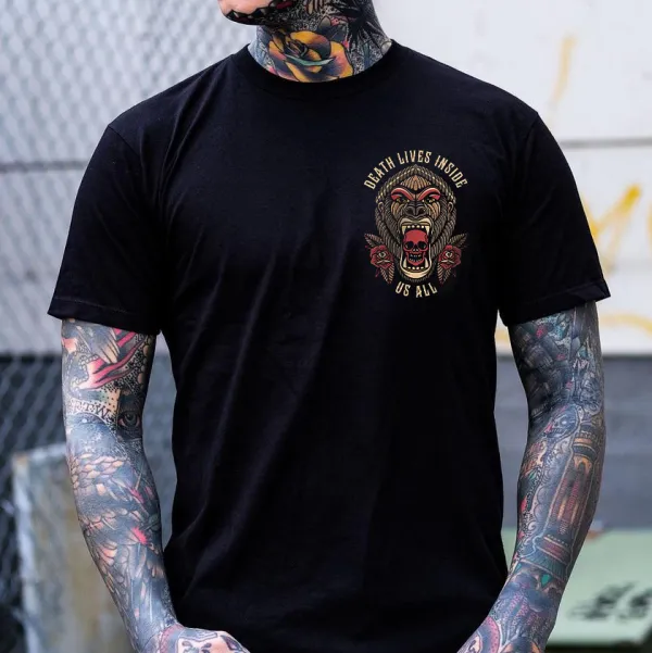 Death Lives Inside Us All Print T-shirt