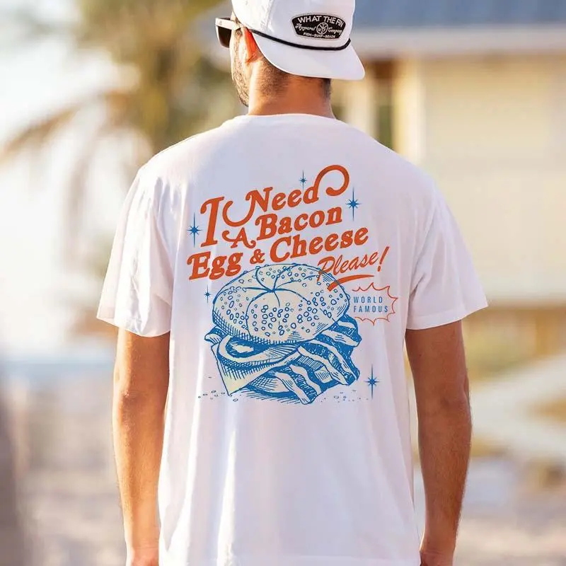 I Need A Bacon Egg & Cheese Please Printed Men's T-shirt