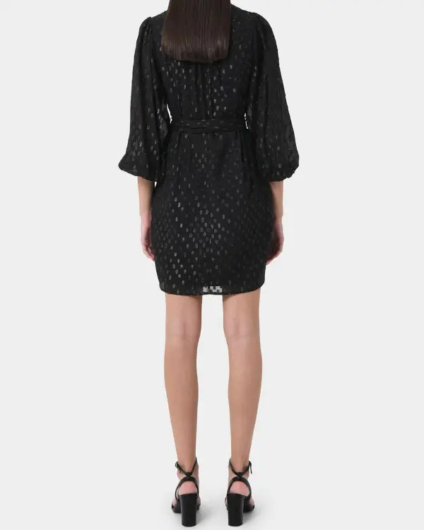 Circular Print Pattern Glitter Mini Dress