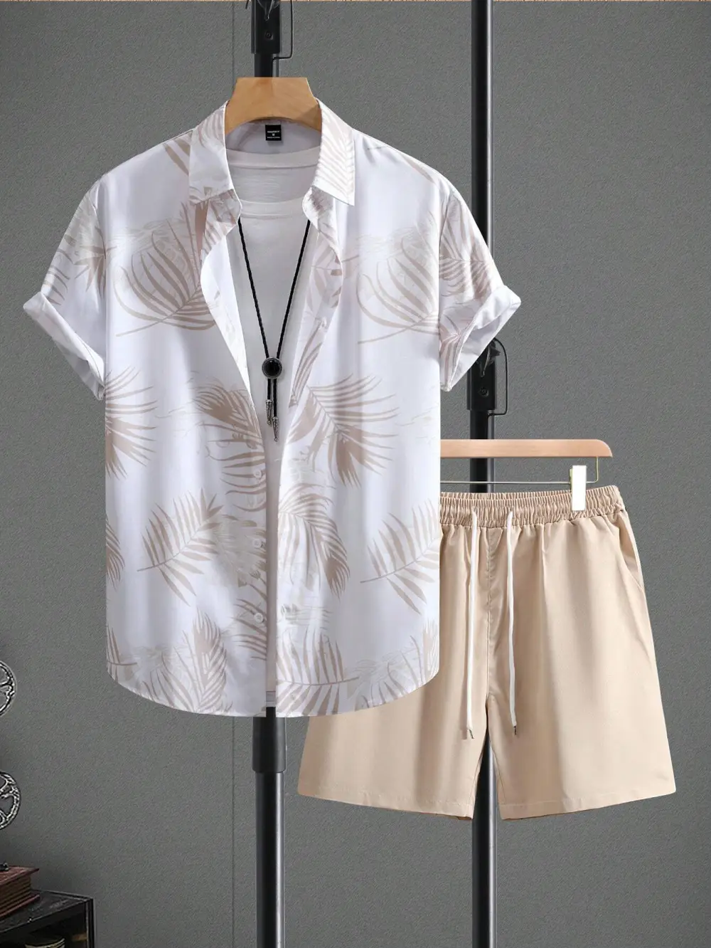 2pcs Men's Floral Print Shirt And  Pocket Shorts Set Men Summer Outfits