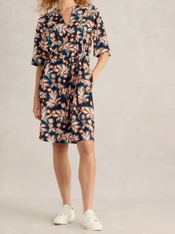 Ash Shift Dress In Navy Print