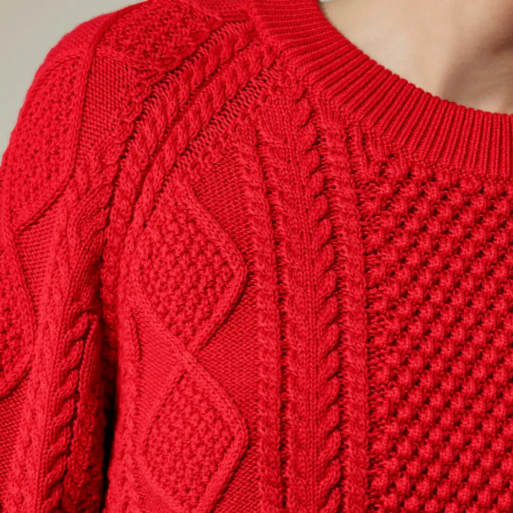 Cotton cable-knit crewneck sweater