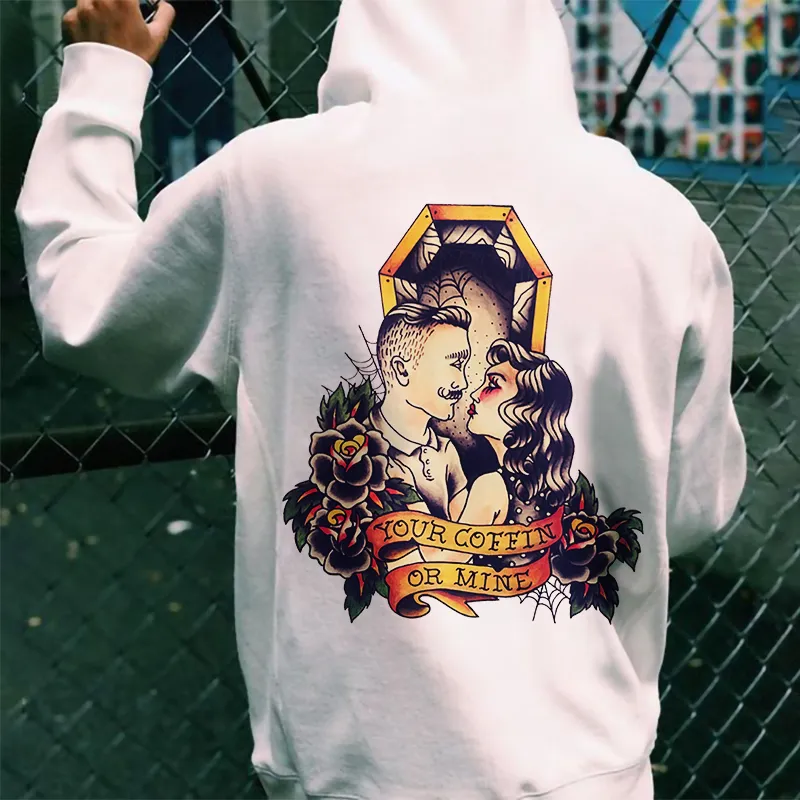 Your Coffin Or Mine The Couple Print Men閳ユ獨 Hoodie