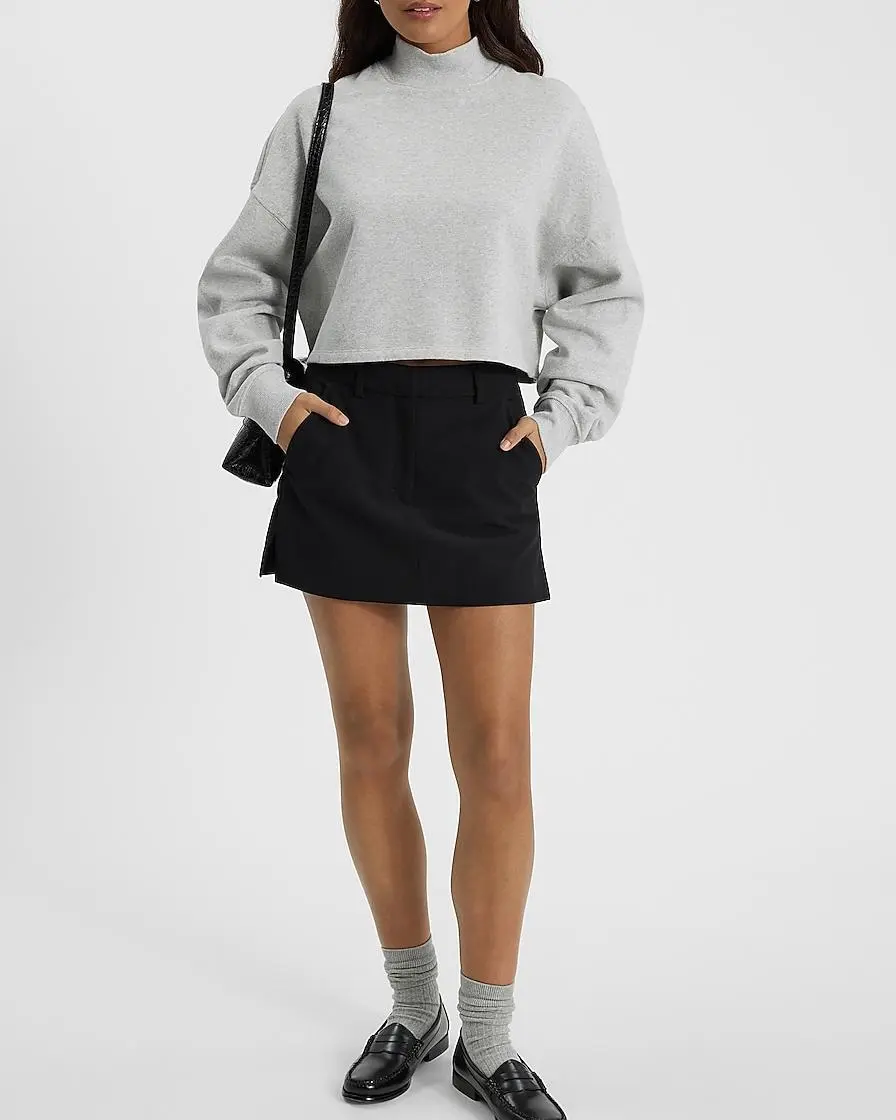 Mock Neck Cropped Sweatshirt