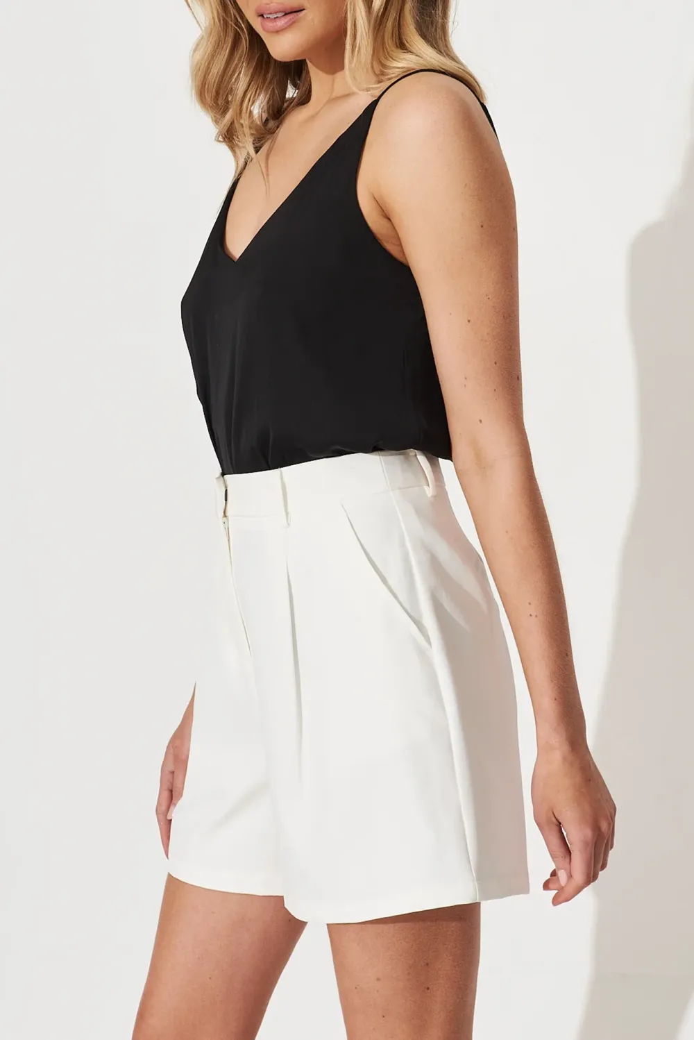 White High Waist Wide Leg Shorts