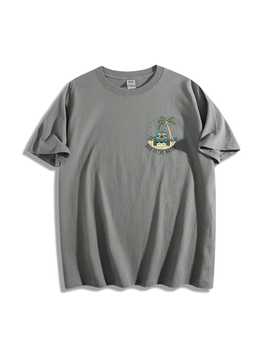 Shakeurbrain Hombres Camiseta con letra con estampado tropical