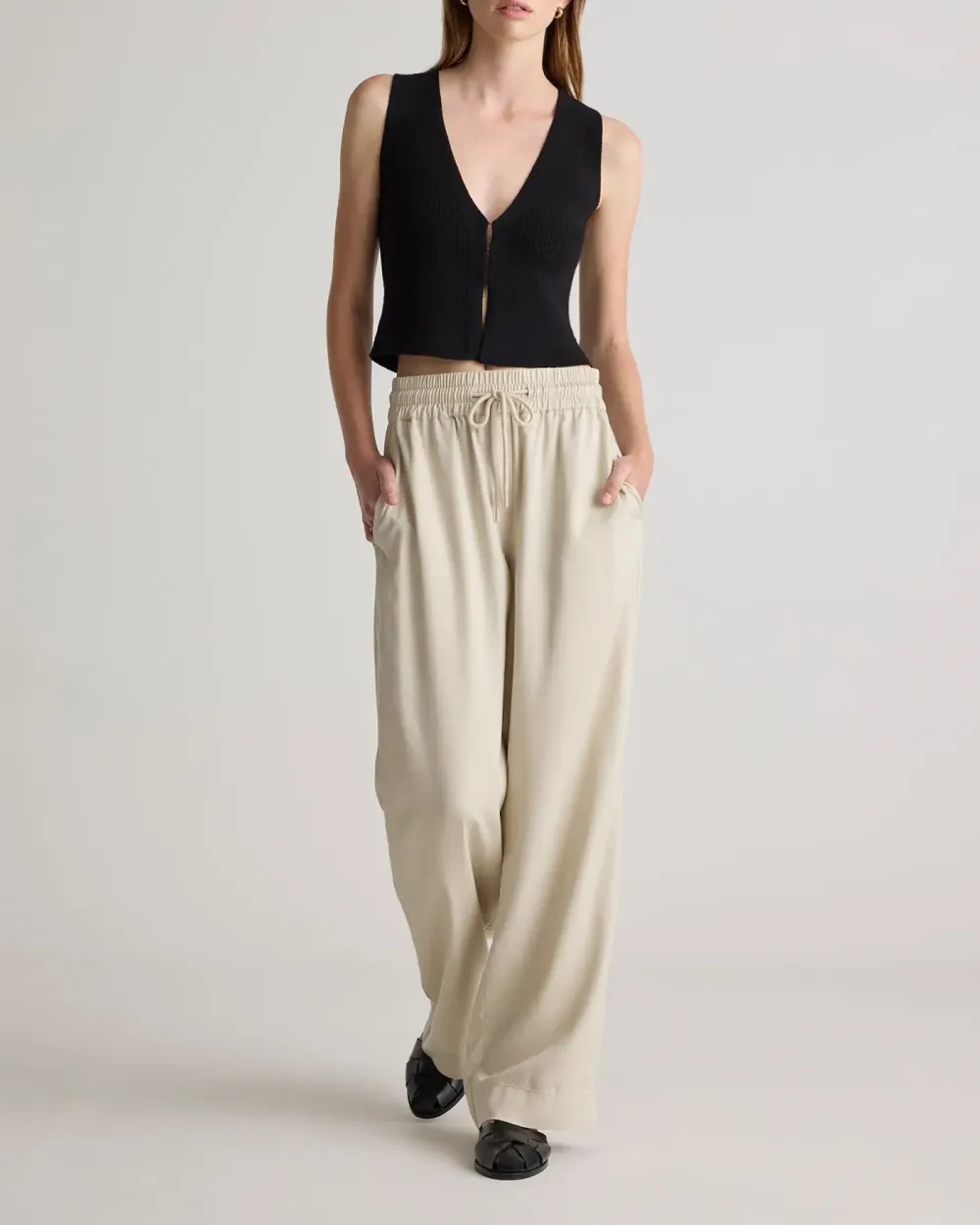 Vintage Wash Tencel Wide Leg Pants