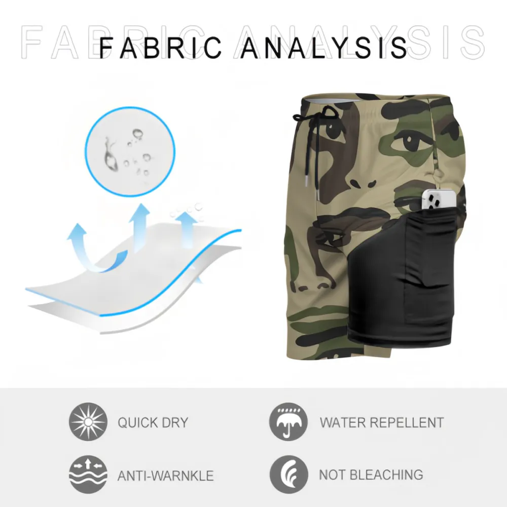 Artistic Camouflage Print Sports Board Shorts