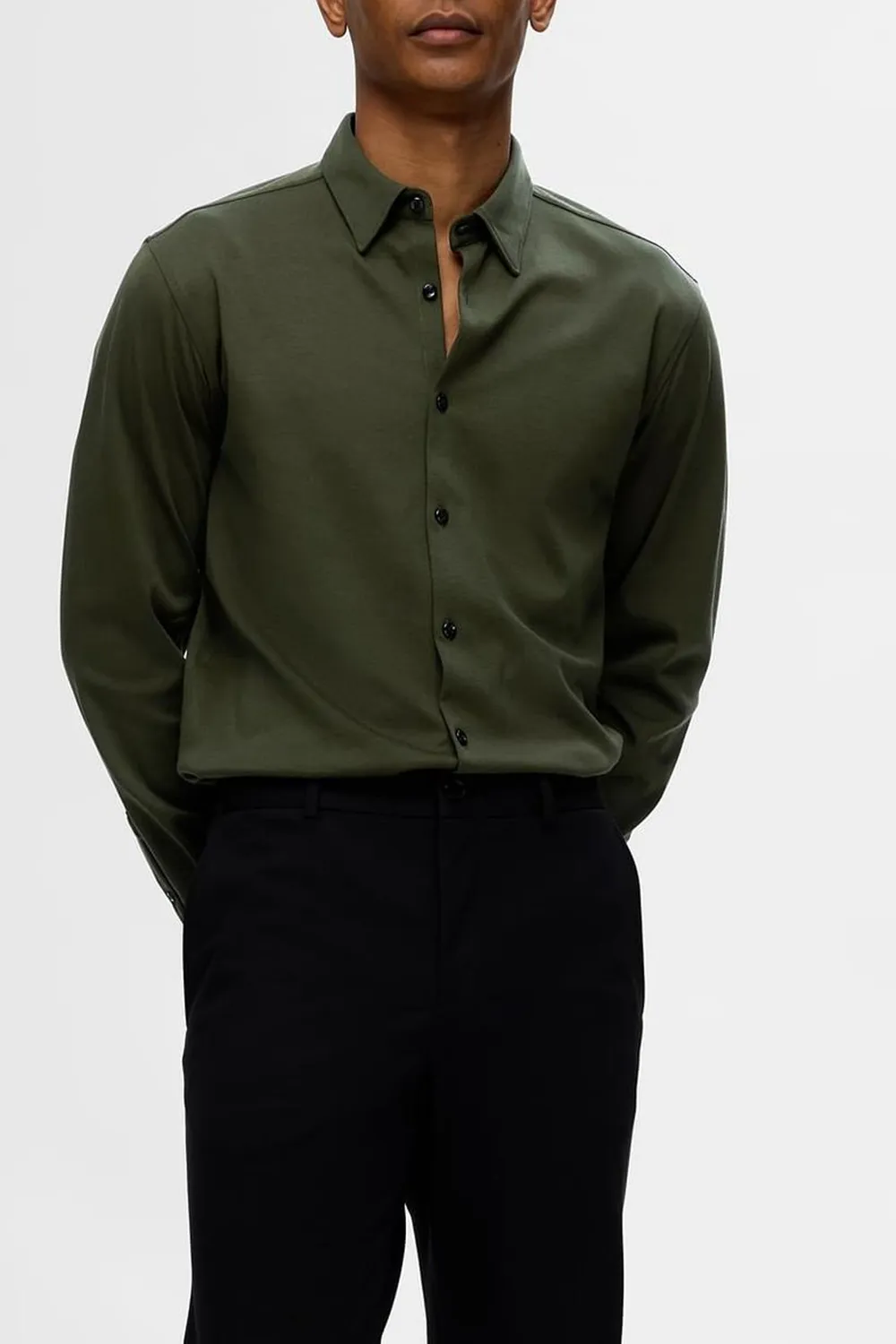 Black Jersey Slim Fit Shirt