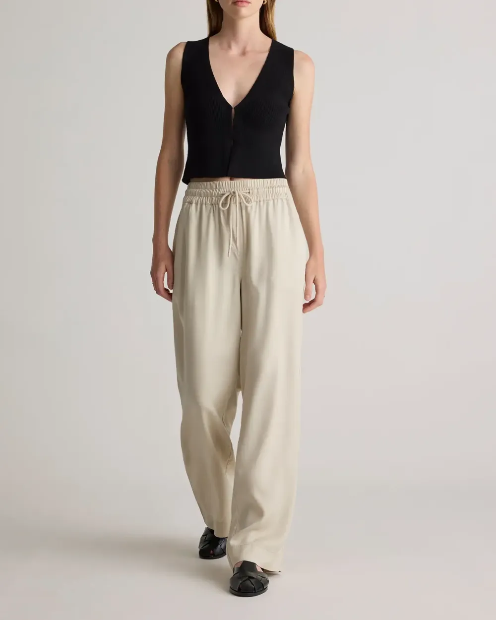 Vintage Wash Tencel Wide Leg Pants