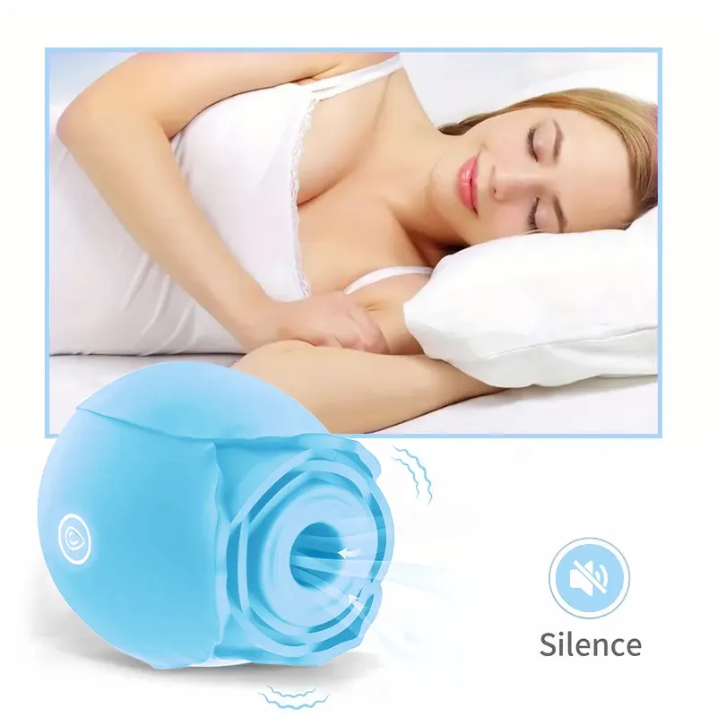 Light Blue Rose Toy Vibrator Classic Sucking Vibrator 10 Frequency