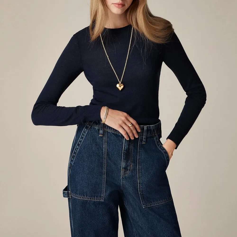 Ribbed cashmere cropped crewneck sweater