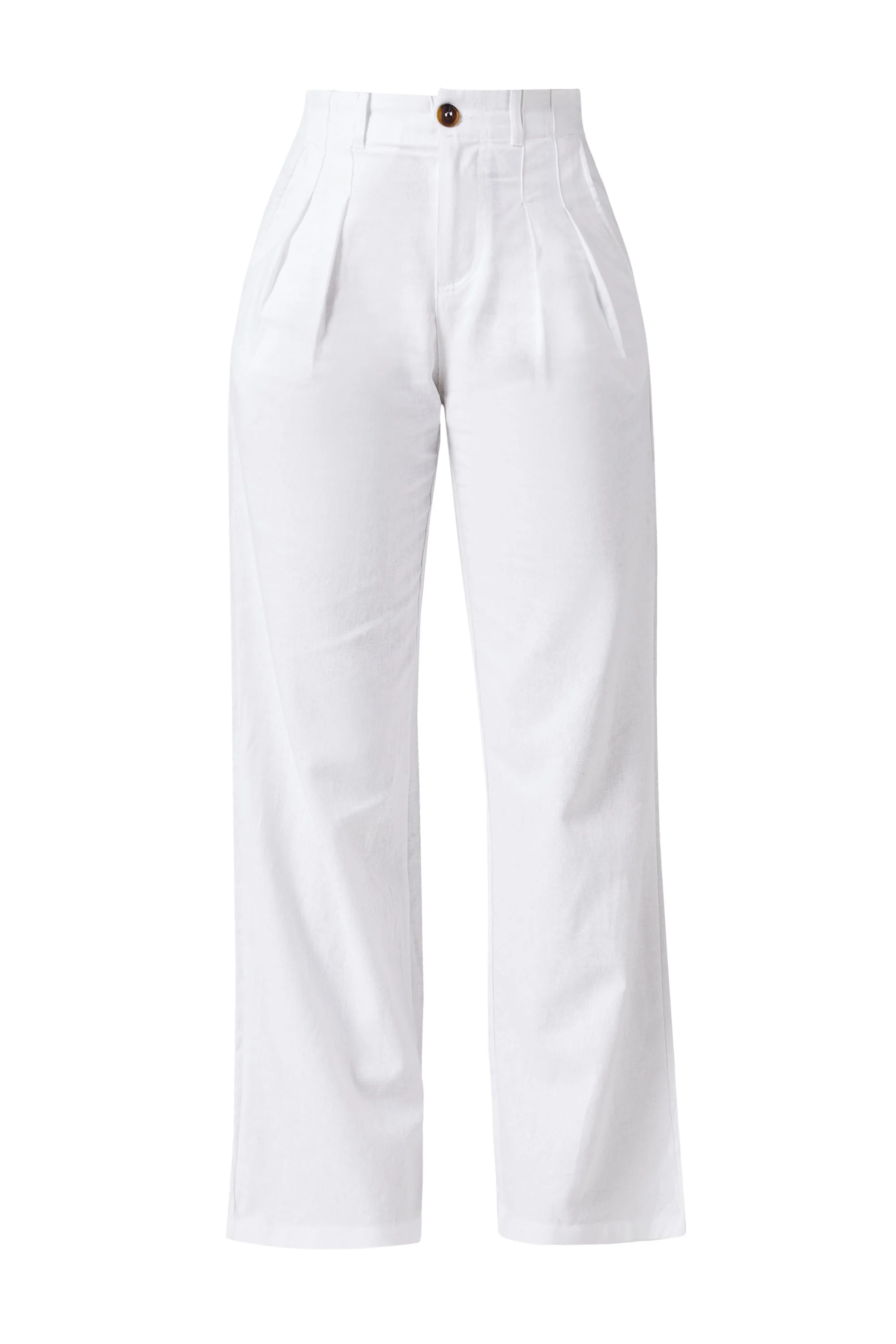 White Linen Straight Leg Pants