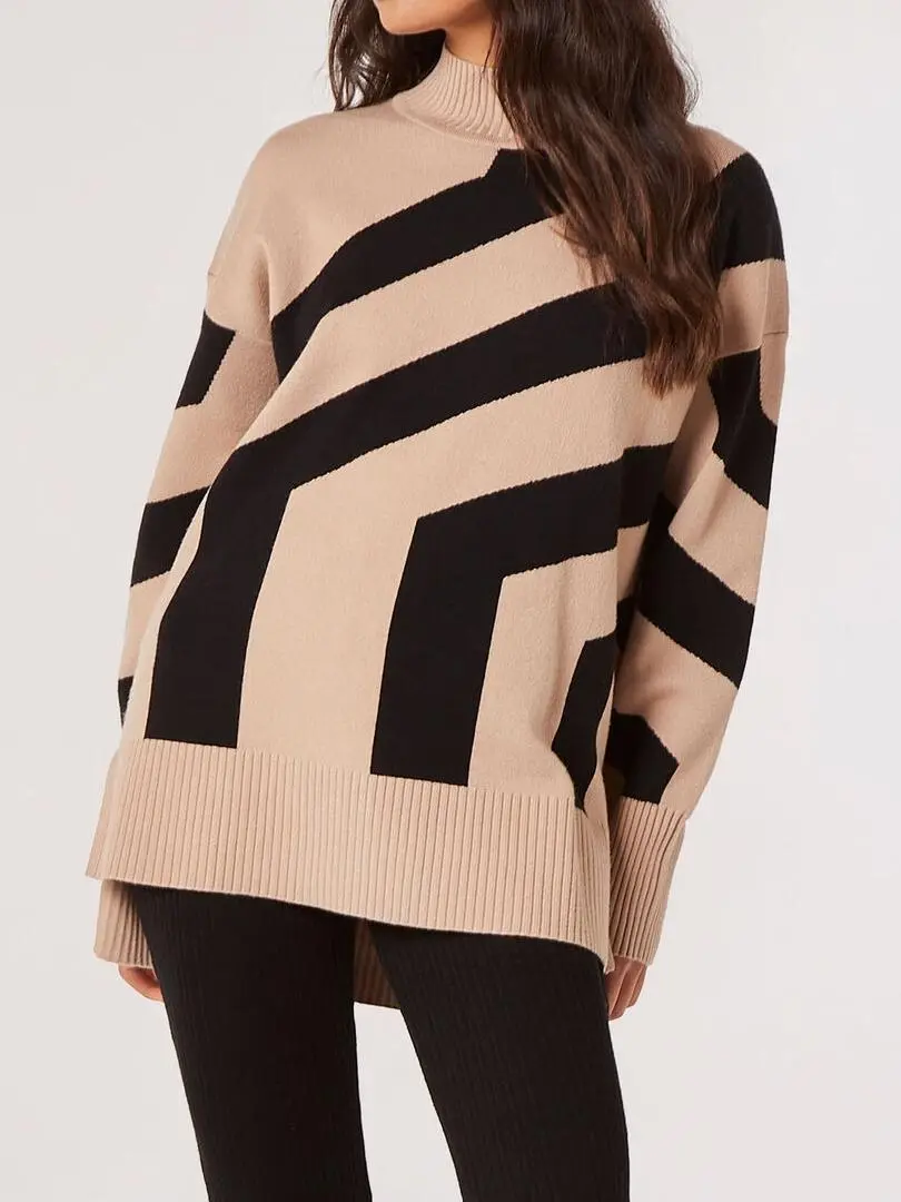 Oversized Geometric Stripe Jumper