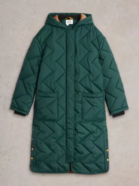 Sloane Quilted Coat In Dark Green