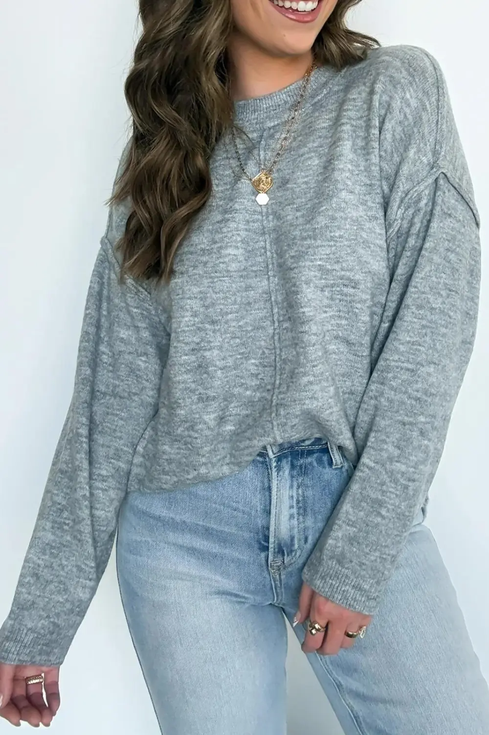 Cozy Midnights Oversized Round Neck Sweater