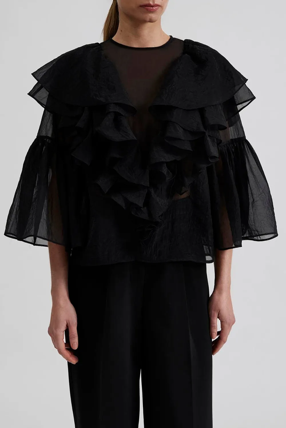 Ruffled Organza Blouse