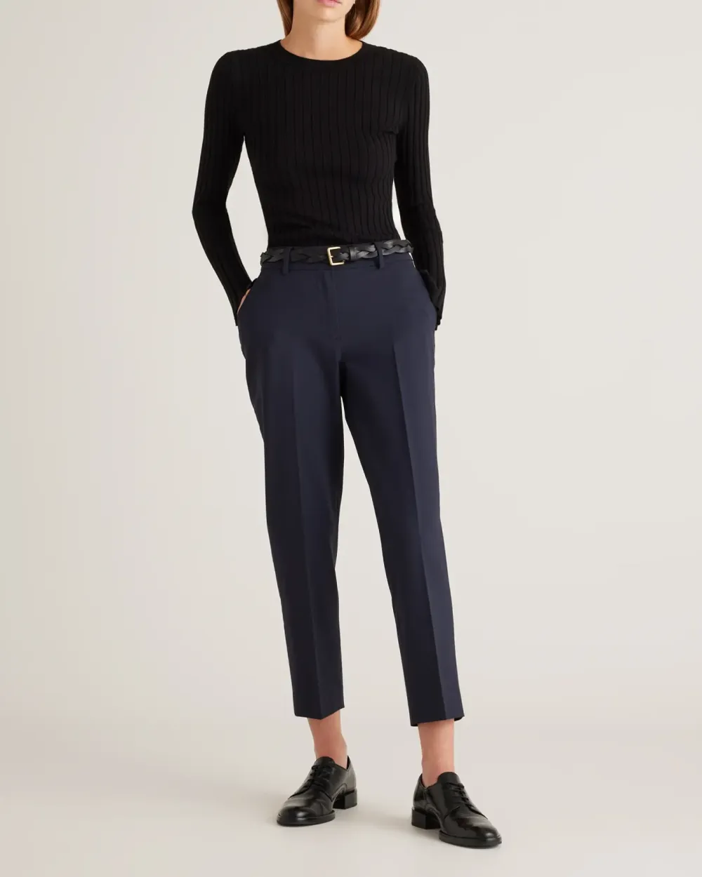 Italian Wool Slim Leg Ankle Pants