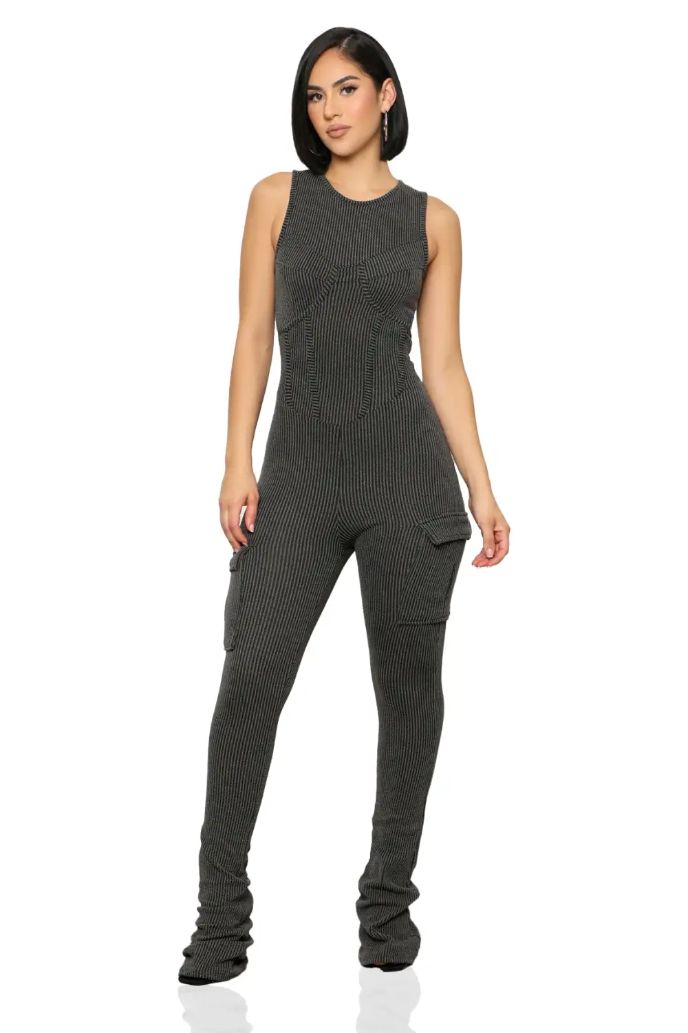On The Go Ribbed Jumpsuit (Black)-FINAL SALE