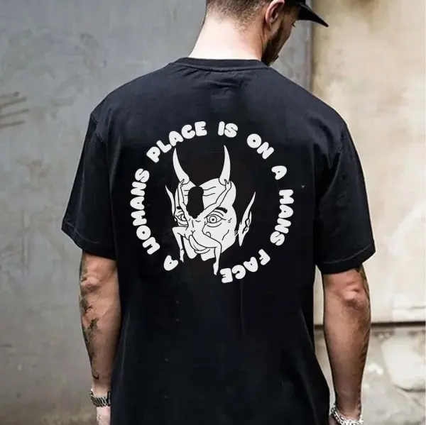 A Womans Place Is On A Mans Face  Printed Men's T-shirt