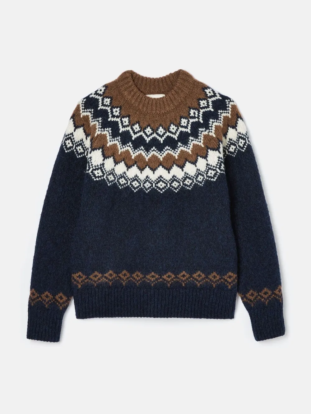 Lowry Navy/Camel Fairisle Pattern Jumper