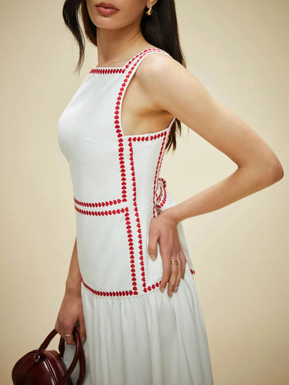 Tied Back Heart Detail Sleeveless Dress