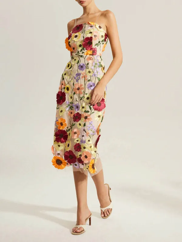 Flower Patched Cami Dress