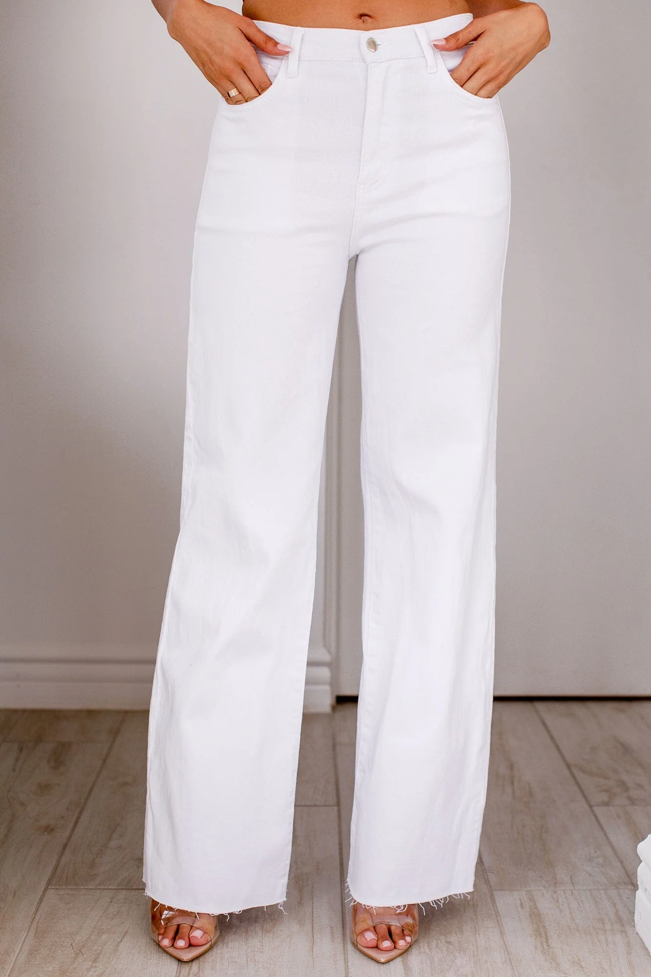 White Relaxed Wide Leg Jeans