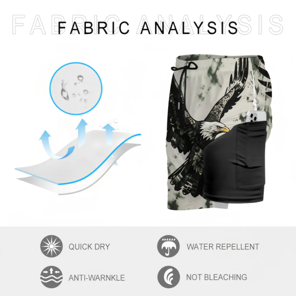 Realistic Style Eagle Tie-Dye Sports Beach Shorts