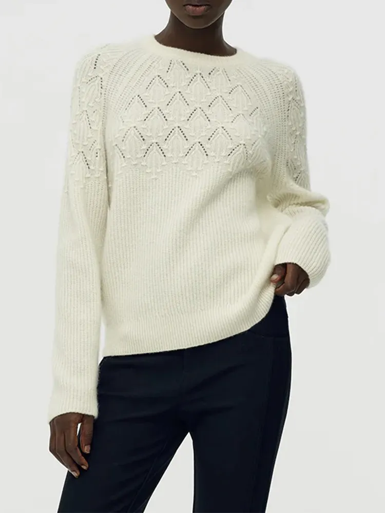 100% Cashmere Openwork Women Sweater