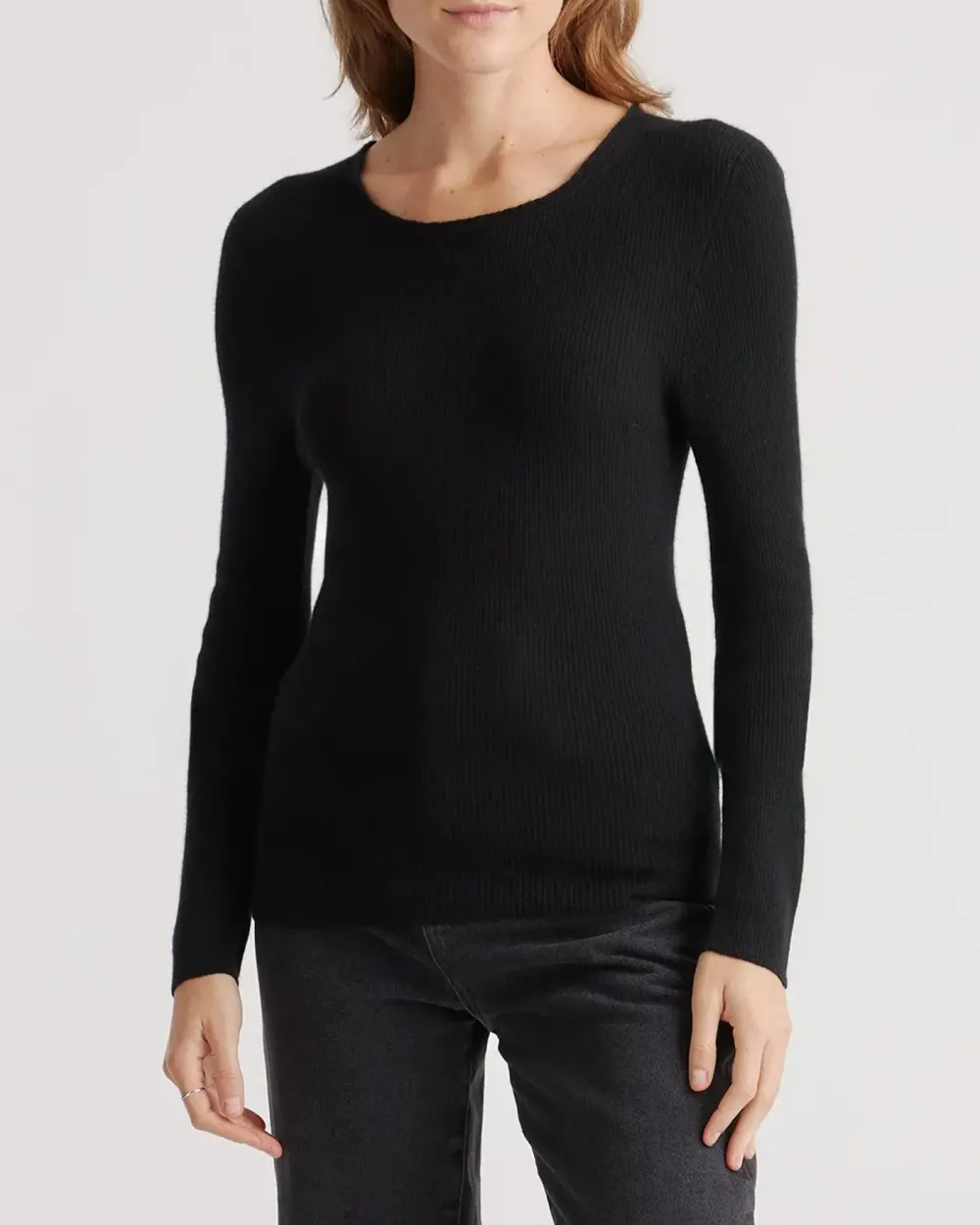 Featherweight Cashmere Ribbed Crewneck Sweater