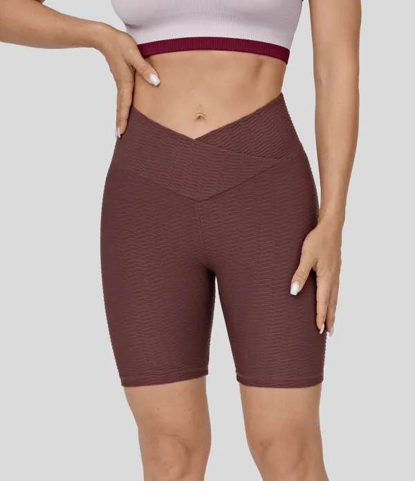 Seamless Flow High Waisted Crossover Butt Lifting Yoga Biker Shorts 5''