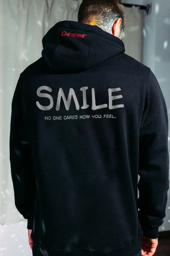 Smile No One Cares How You Feel Fun Monogram Hoodie