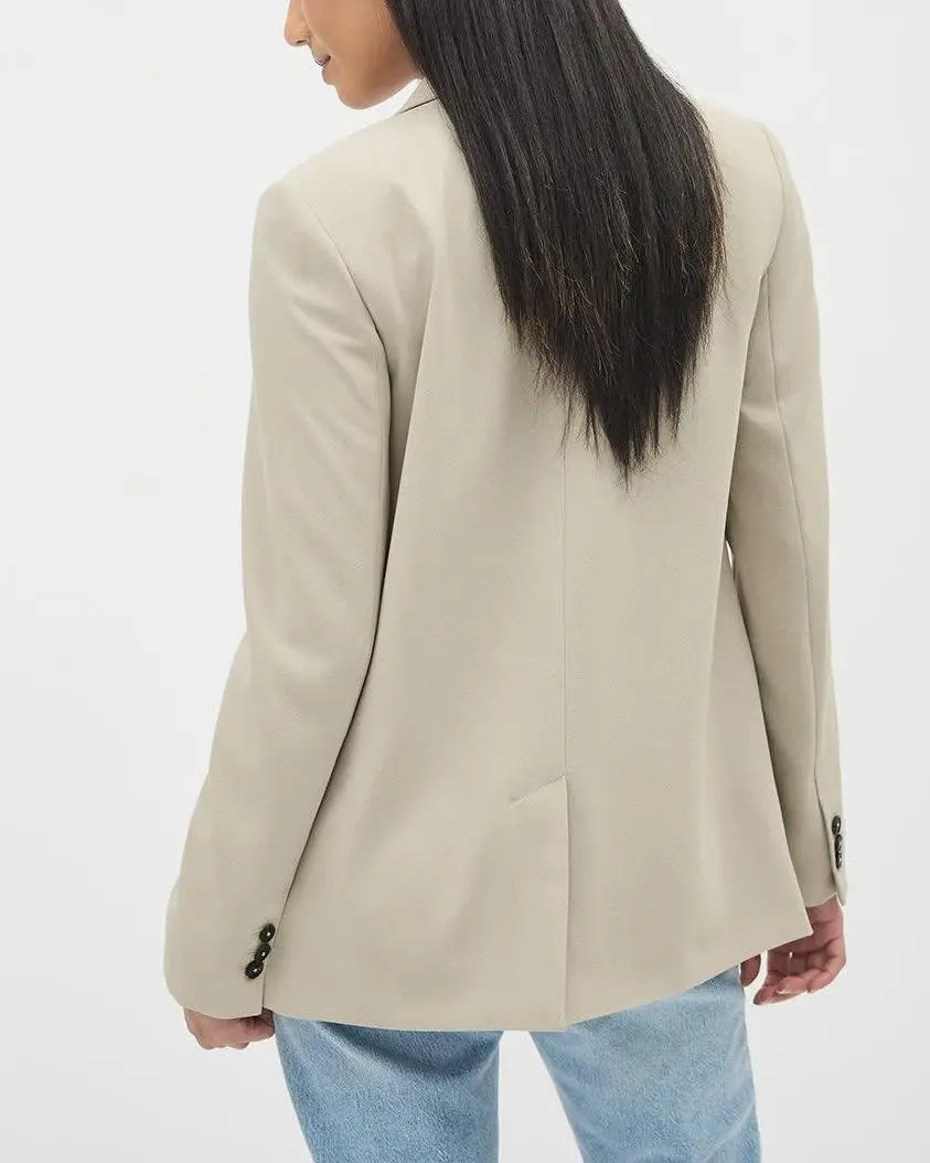 Loose One-Button Crepe Blazer