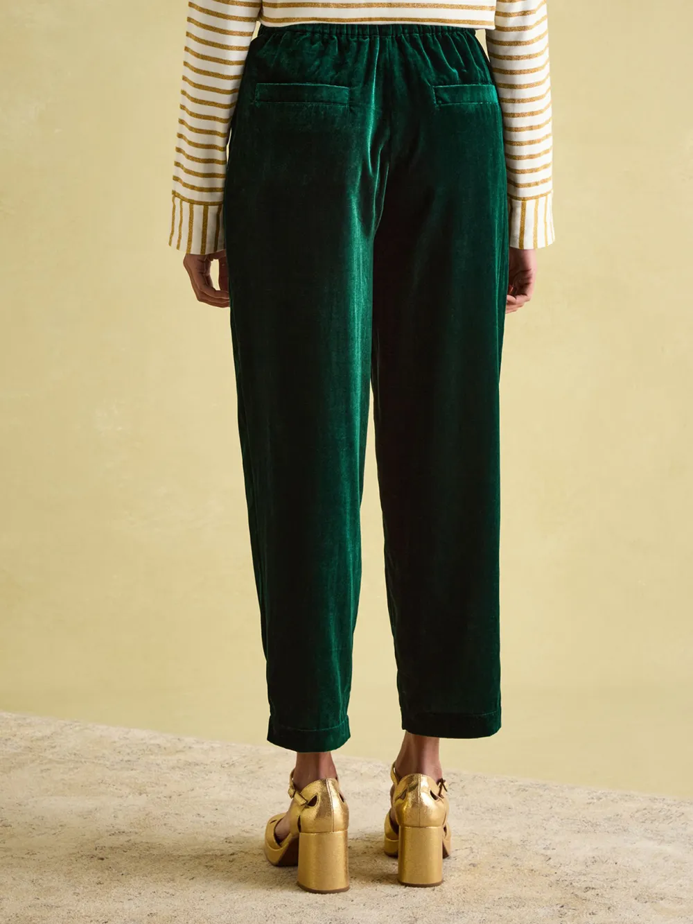 Green Velvet Straight Leg Trousers