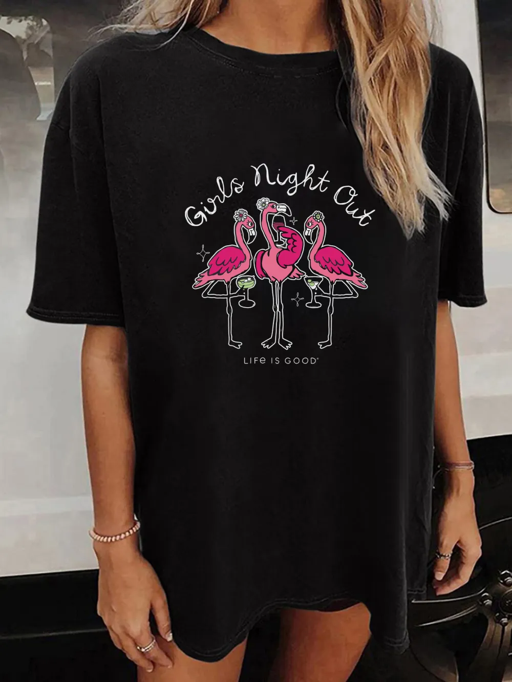 Women's Night Out Flamingo Short Sleeve T-shirts