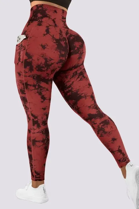 Tie Dye Pocket Side Cincher Sports Leggings