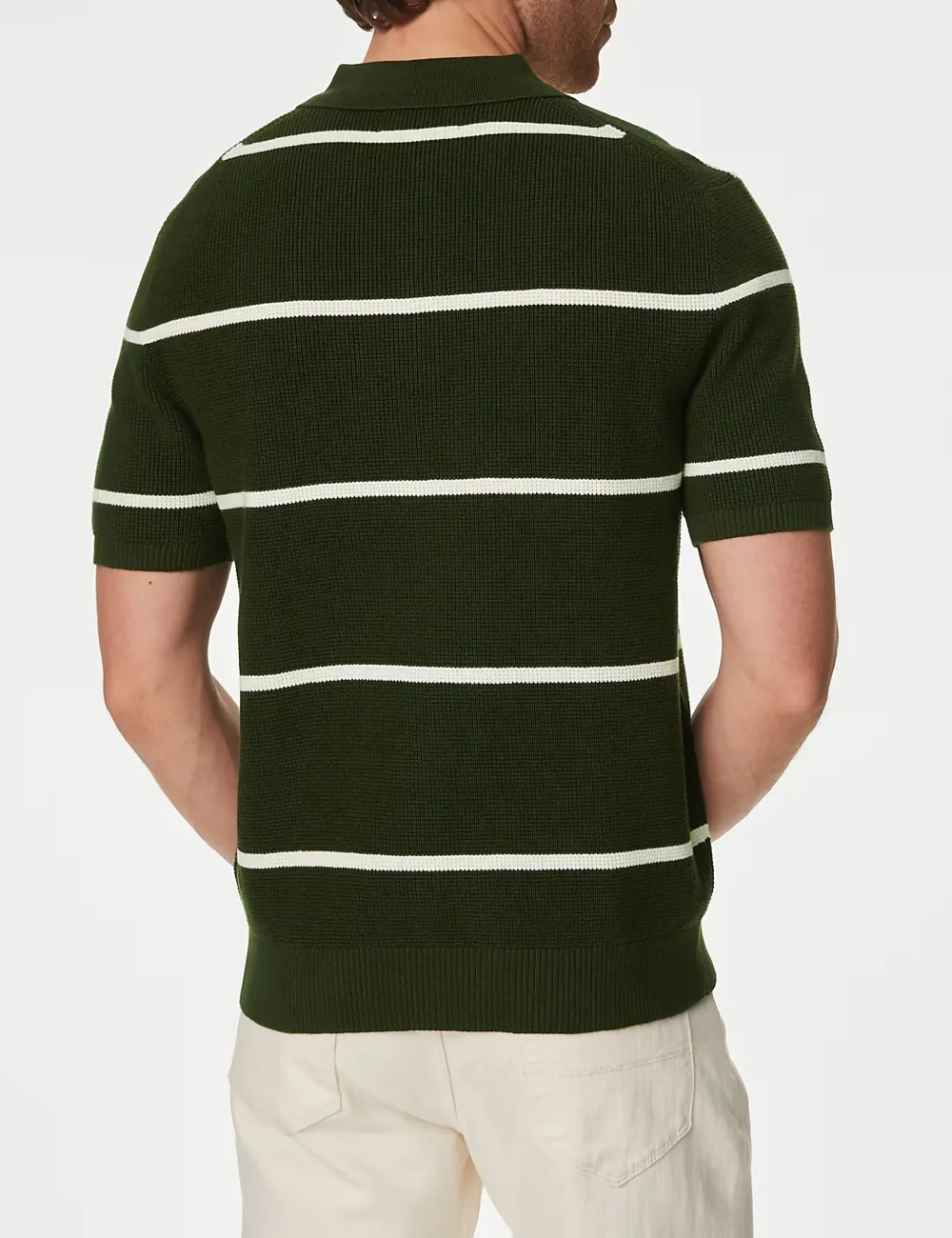 Cotton Rich Striped Knitted Polo Shirt