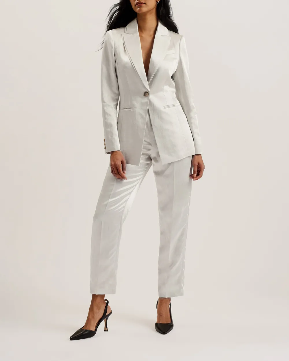 Masaru Single Breasted Tailored Blazer Ivory