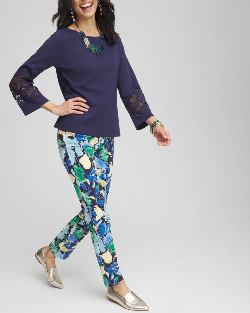 Abstract Print Slim Fit Trousers