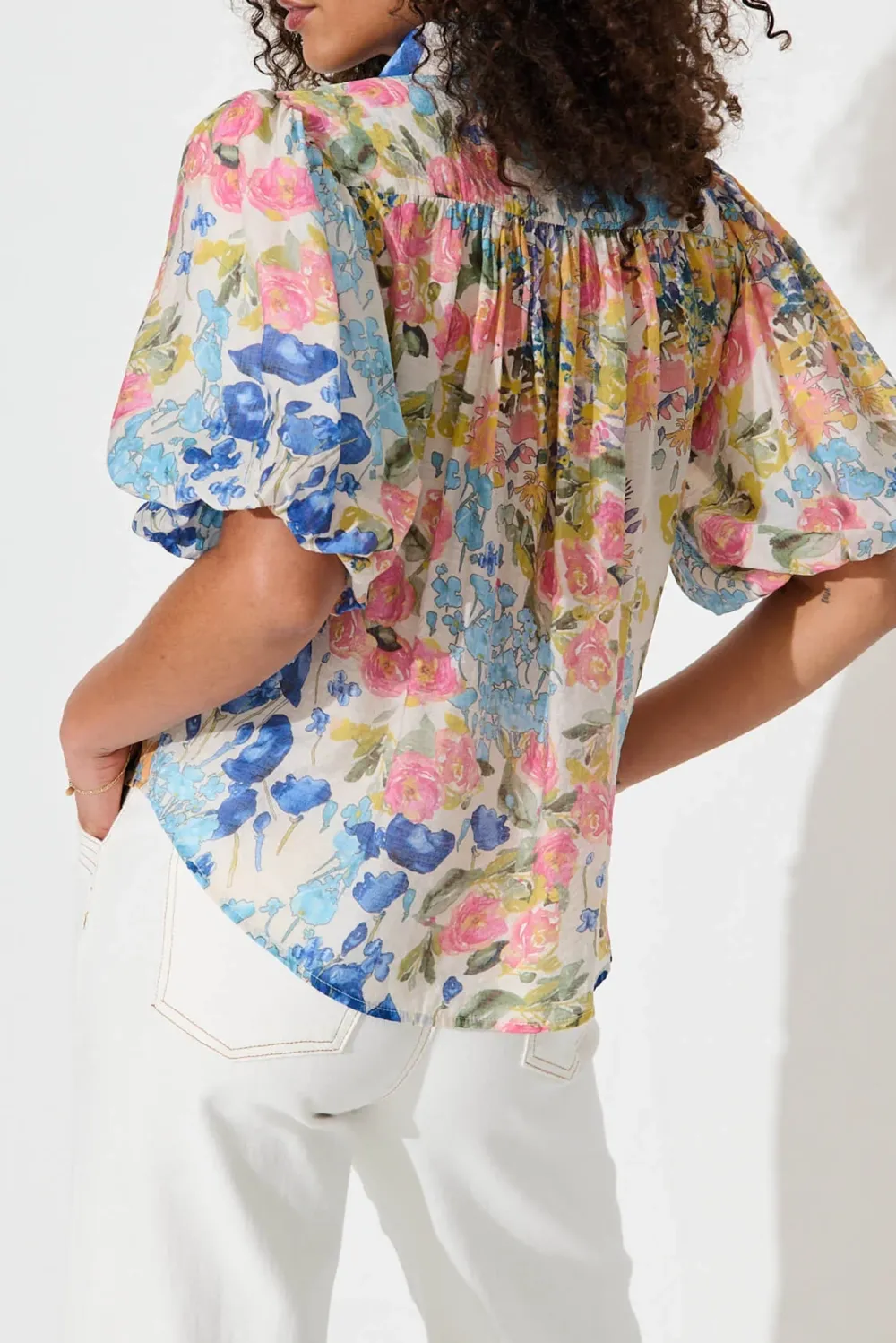 Floral Print Half Sleeve Button Up Shirt