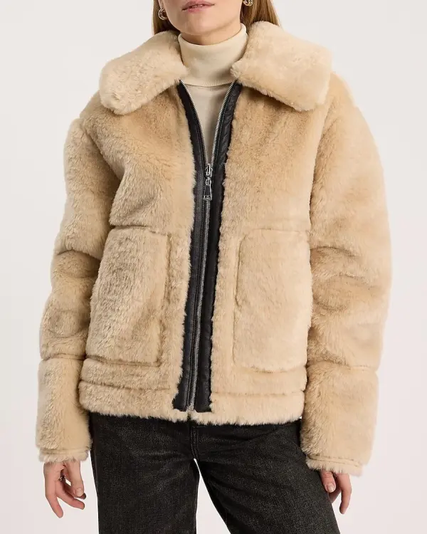 Reversible Faux Leather Shearling Jacket