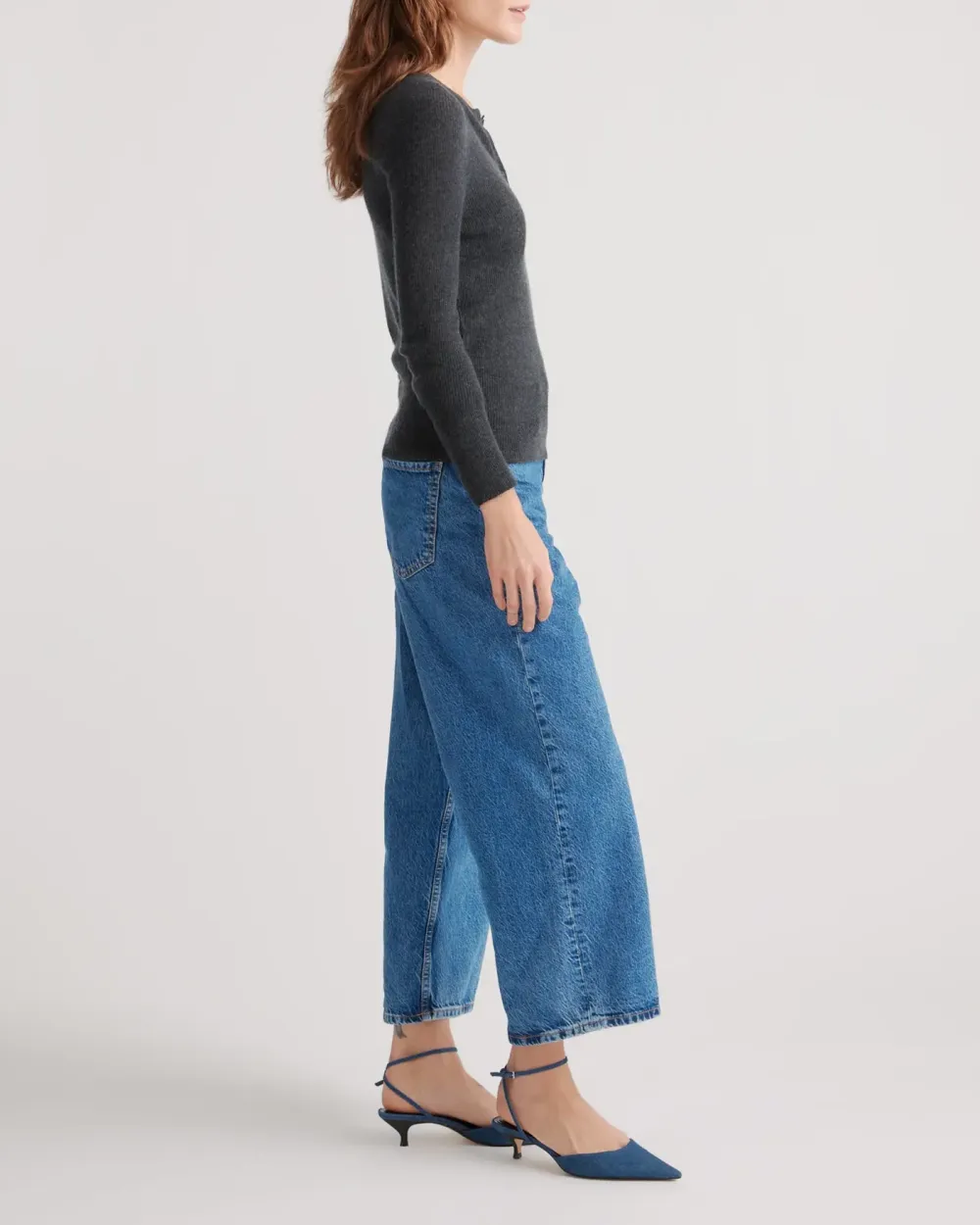 Featherweight Cashmere Ribbed Henley Sweater