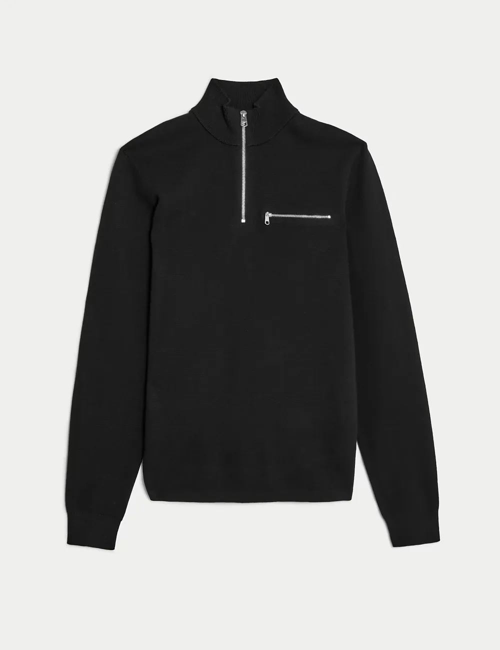 Cotton Rich Funnel Neck Half Zip Jumper