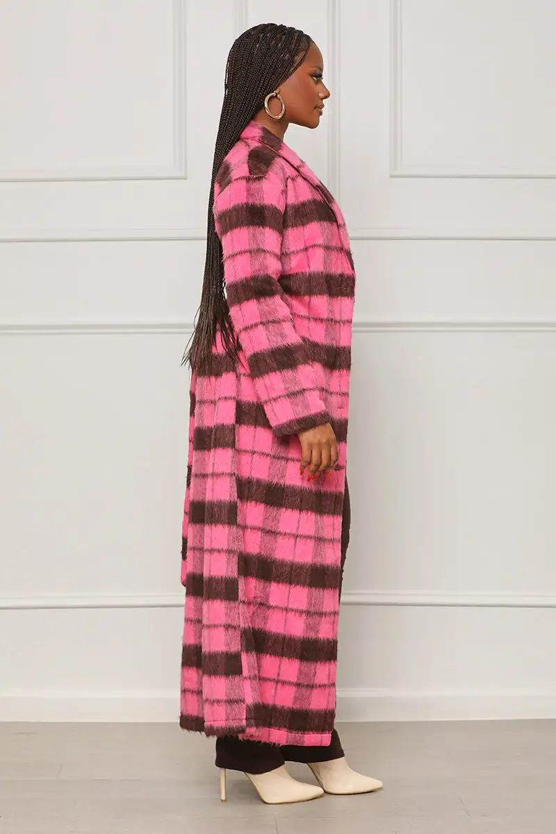 Fallin Into You Plaid Coat (Pink Multi)- FINAL SALE