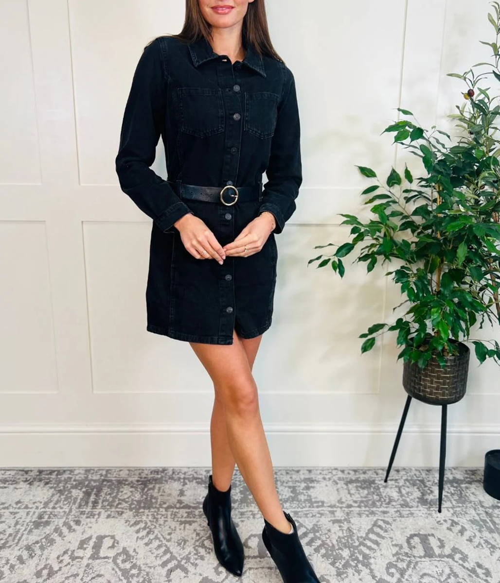 Black Denim Shirt Dress